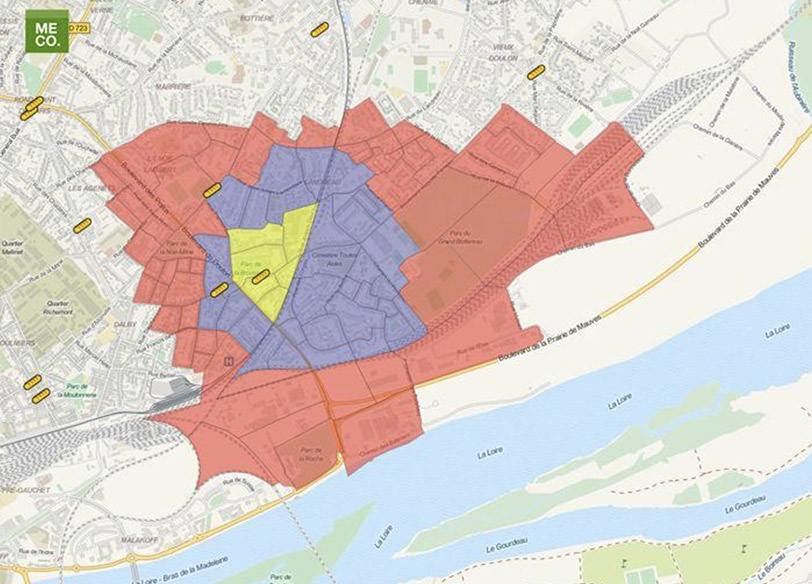 Zones de chalandise croisant le temps d’accès et le rang d’accès